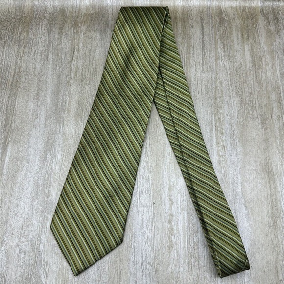 Brooks Brothers Men’s Repp Neck Tie Green Blue Striped Silk Woven Italy USA Made - Picture 3 of 8